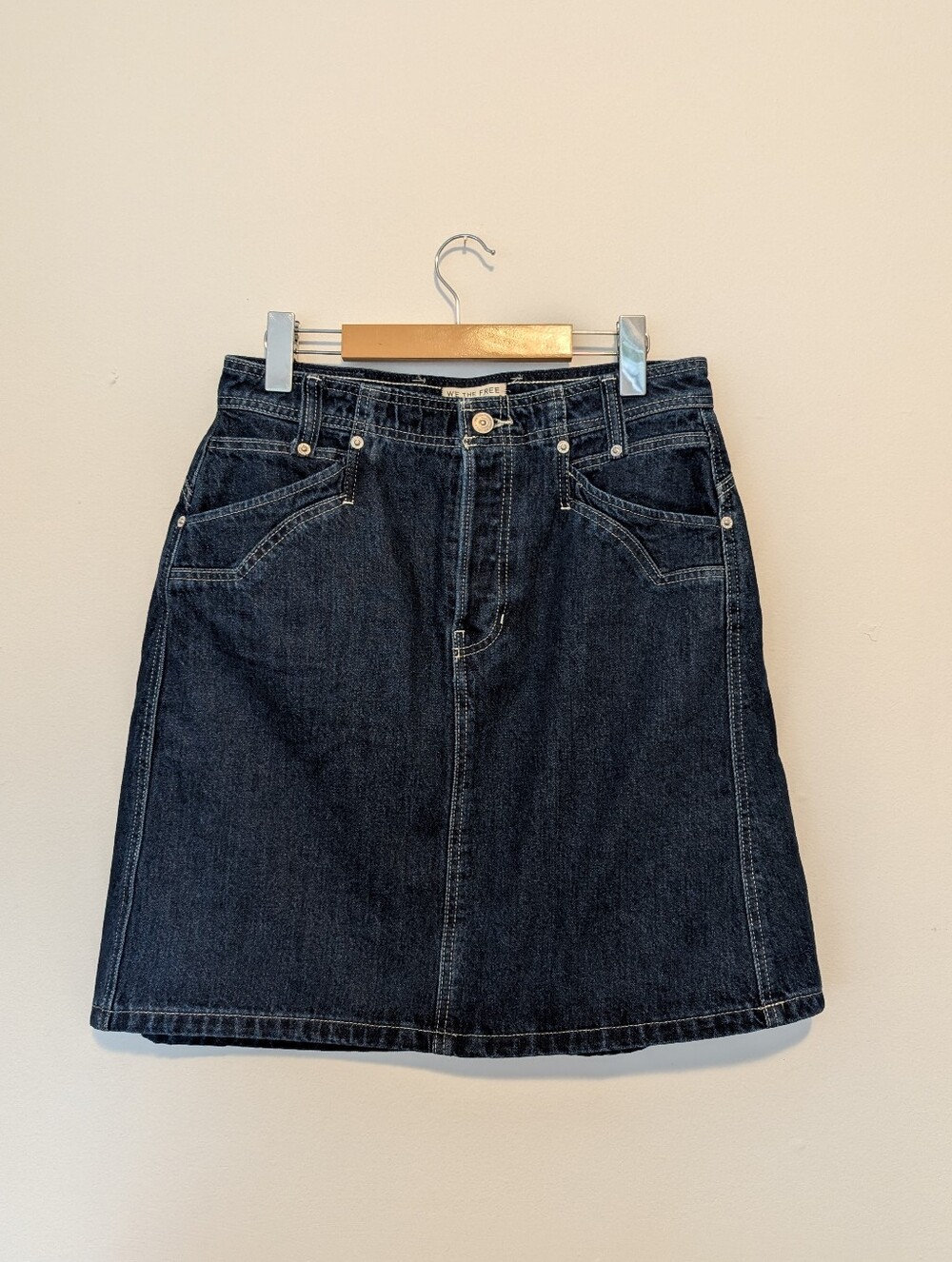 NWT Free People We The Free Deep Blue Crush Denim Mini Skirt Y2K Style, Boho 29